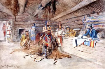 Amerikanischer Indianer Werke - Joe kipp s Handelsposten 1898 Charles Marion Russell Indianer